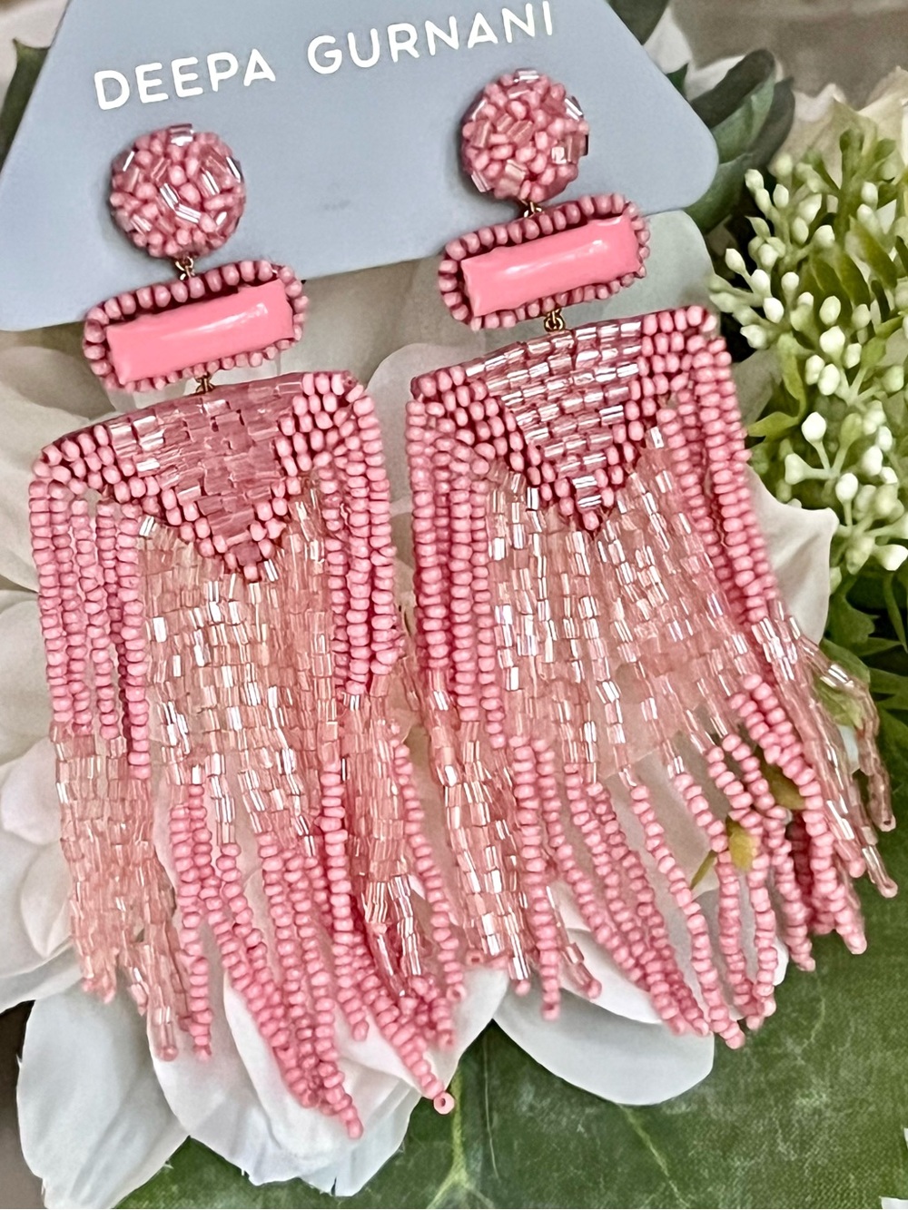 NWT Deepa Gurnani Beaded Fringe Chandeliers - Picture 10 of 16